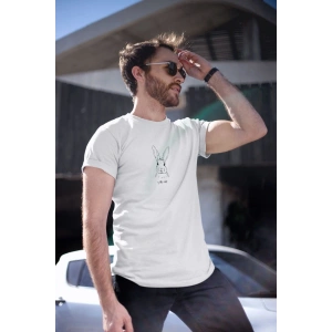 Erkek Özel Baskılı Modern Fit %100 Pamuk Bisiklet Yaka T-Shirt
