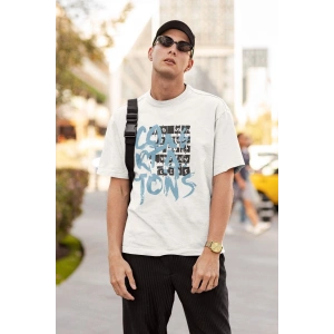 ERKEK Özel Baskılı Modern Fit %100 Pamuk Bisiklet Yaka T-Shirt