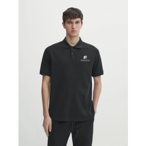 Erkek Pike Polo Yaka Tişört Düğmeli Baskılı T-Shirt - Beyaz