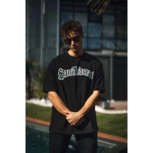 Erkek Tişort Bisiklet Yaka Baskılı Kısa kol T-Shirt - Siyah