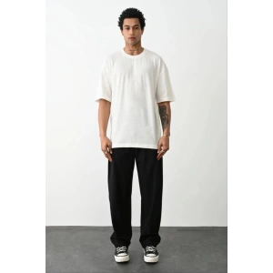 Erkek Tişört Düz Basic Penye Yazlık Bisiklet Yaka Kısa Kol T-Shirt - Beyaz
