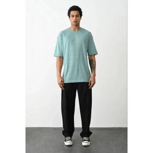 Erkek Tişört Düz Basic Penye Yazlık Bisiklet Yaka Kısa Kol T-Shirt - Mint Yeşili