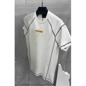 Erkek Tişört Karoyaka Dikişli Oversize T-Shirt - Beyaz