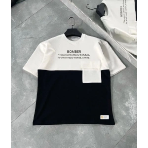 ERKEK Tişört Torba Cepli Parçalı Kısa Kol T-Shirt - iyah
