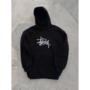 Erkek Üç İplik Kapşonlu Baskılı SweatShirt - Siyah