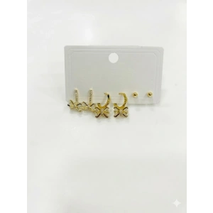 Fiyonk Detaylı Sallantılı Altılı Küpe