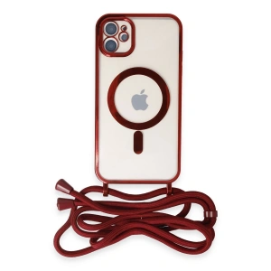 İphone 11 Kılıf Divo Lazer Askılı Magsafe Kapak - Kırmızı