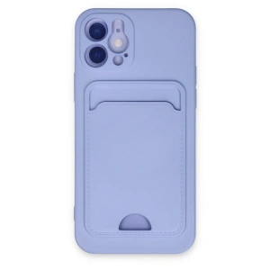 İphone 12 Kılıf Kelvin Kartvizitli Silikon - Lila