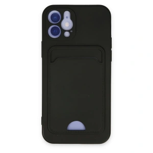 İphone 12 Kılıf Kelvin Kartvizitli Silikon - Siyah