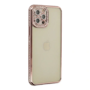 İphone 12 Pro Kılıf Joke Taşlı Silikon - Pembe