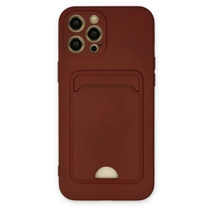 İphone 12 Pro Max Kılıf Kelvin Kartvizitli Silikon - Bordo