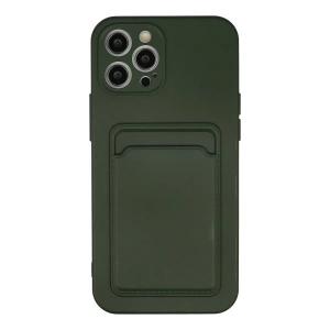 İphone 12 Pro Max Kılıf Kelvin Kartvizitli Silikon - Koyu Yeşil