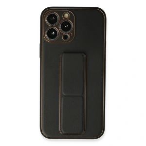 İphone 13 Pro Kılıf Coco Deri Standlı Kapak - Siyah