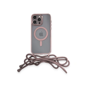 İphone 13 Pro Kılıf Divo Lazer Askılı Magsafe Kapak - Pembe