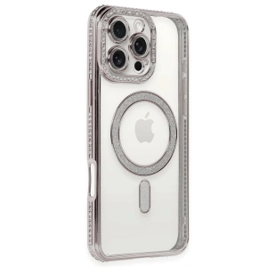 İphone 16 Pro Kılıf Joke Simli Magneticsafe Kılıf - Pembe