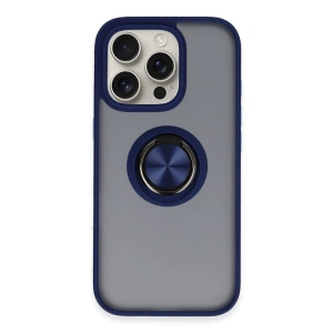 İphone 16 Pro Max Kılıf Montreal Yüzüklü Silikon Kapak - Lacivert