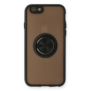 İphone 6 Kılıf Montreal Yüzüklü Silikon Kapak - Siyah