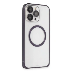 Joko Apple İphone 14 Pro Kılıf Metal Bumper Magneticsafe Kapak - Derin Mor