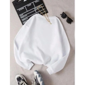 Kadın 3 İplik Pamuklu Bisikilet Yaka SweatShirt - Beyaz