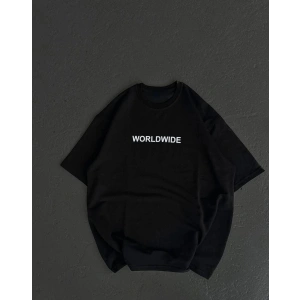 Kadın Baskılı T-Shirt Kısa Kol Bisiklet Yaka Oversize Rahat Kalıp Günlük Tişört   - Siyah