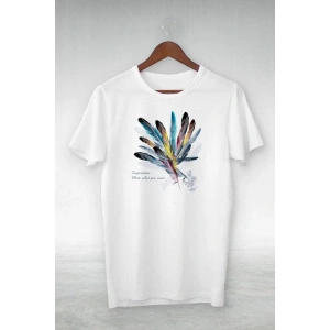 Kadın Baskılı T-Shirt Kısa Kol Bisiklet Yaka Oversize Rahat Kalıp Tişört - Beyaz