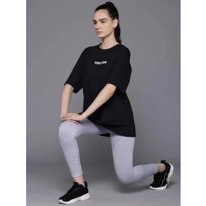 Kadın Baskılı T-Shirt Kısa Kol Bisiklet Yaka Oversize Rahat Kalıp Tişört - Siyah