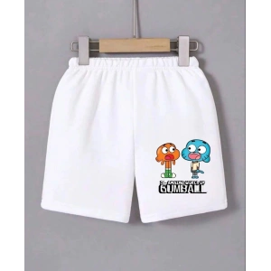 Kadın Beli Lastikli Baskılı Mini Şort - Beyaz