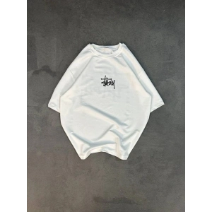 kadın Bisiklet Yaka Baskılı Oversize  Kısa kol T-Shirt - Beyaz
