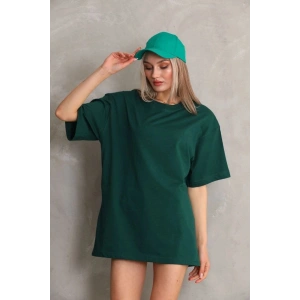 Kadın Düz  Kısa kol Penye T-shirt- Yeşil