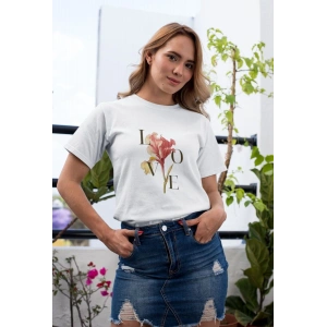 Kadın Özel Baskılı Modern Fit %100 Pamuk Bisiklet Yaka T-Shirt