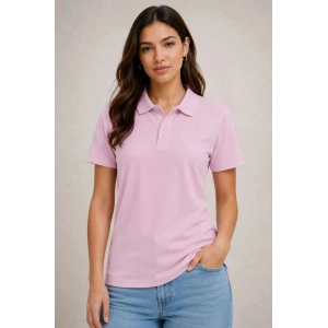 Kadın Polo Yaka Pike Kumaş Düğmeli Basic Tişört Günlük Rahat - Pembe