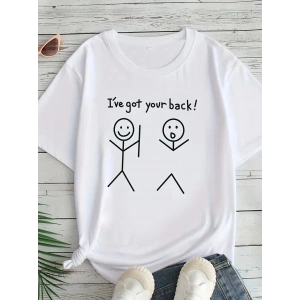 Kadın T-Sirt  Ive Got Your Back Baskılı Kısa kol Tişört - Beyaz