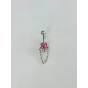 Kalp Detaylı Sallantılı Göbek Piercing
