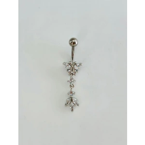 Kelebek Detaylı Sallantılı Göbek Piercing