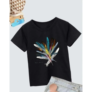 Kız Çocuk Baskılı T-Shirt- Siyah