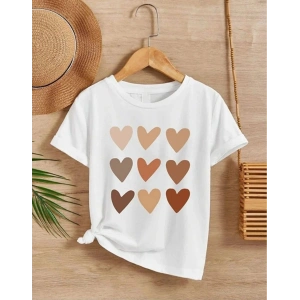 Kız Çocuk Bisiklet Yaka Baskılı T-Shirt - Beyaz