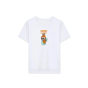 Kız Labubu Çocuk Baskılı T-Shirt - Beyaz
