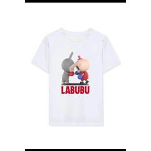 Kız Labubu Çocuk Baskılı T-Shirt - Beyaz