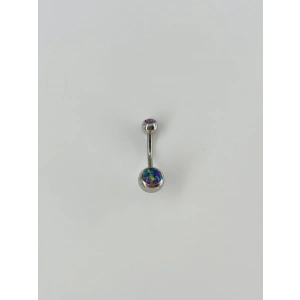 Koyu Hologram Taş Detaylı Göbek Piercing