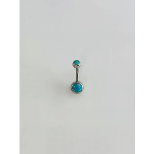 Mavi Opal Taş Detaylı Göbek Piercing