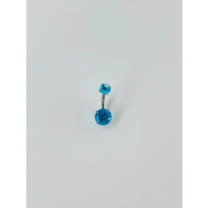 Mavi Taşlı Göbek Piercing