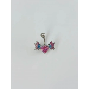 Melek Kanatlı Kalp Detaylı Göbek Piercing