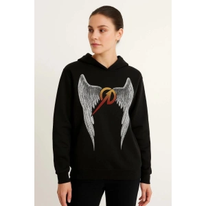 Metallica İki İplik Kapüşonlu Ön ve Arka Baskılı hoodie - Siyah
