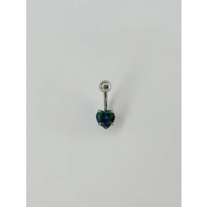 Mistik Topaz Taşlı Kalp Detaylı Göbek Piercing
