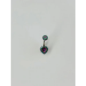 Mistik Topaz Taşlı Kalp Detaylı Göbek Piercing