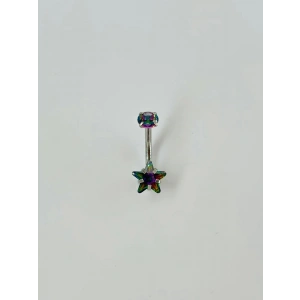 Mistik Topaz Taşlı Yıldız Detaylı Göbek Piercing