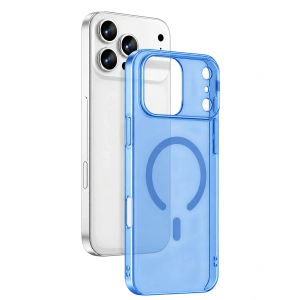 Newface Apple İphone 18 Pro Combo Sert Şeffaf Magsafe Kapak - Açık Mavi