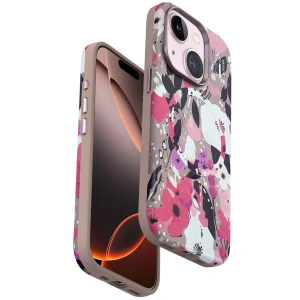Onegif Apple İphone 15 Flower Series Magsafe Kapak - Pembe