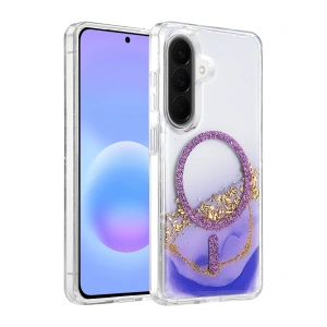 Onegif Samsung Galaxy A56 Lotus Simli Magsafe Kapak - Mor