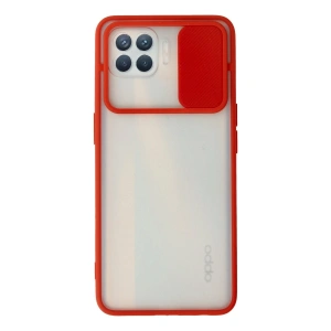 Oppo Reno 4 Lite Kılıf Palm Buzlu Kamera Sürgülü Silikon - Kırmızı